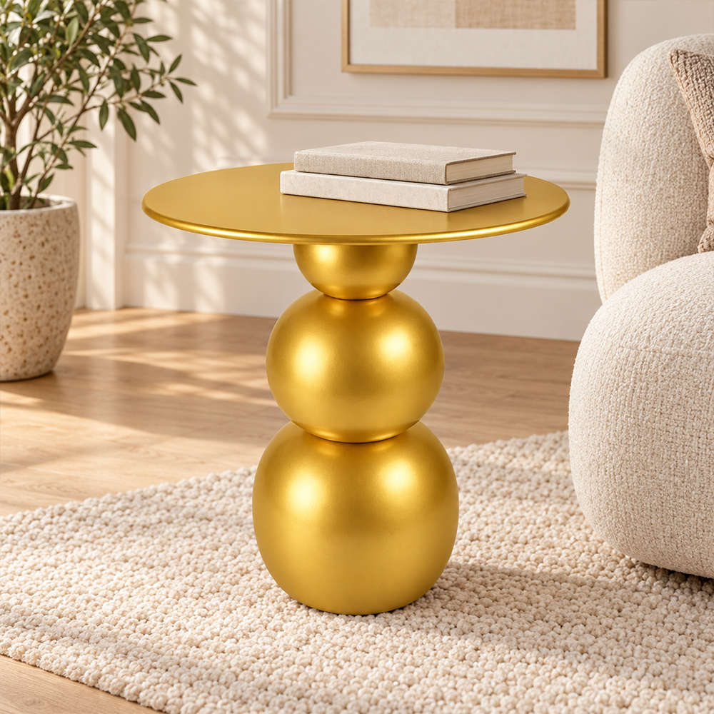 Modern Sculptural Side Table with Round Top