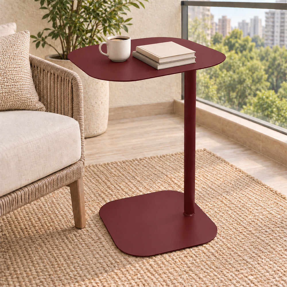 Modern Metal C-Shaped Side Table with Square Top