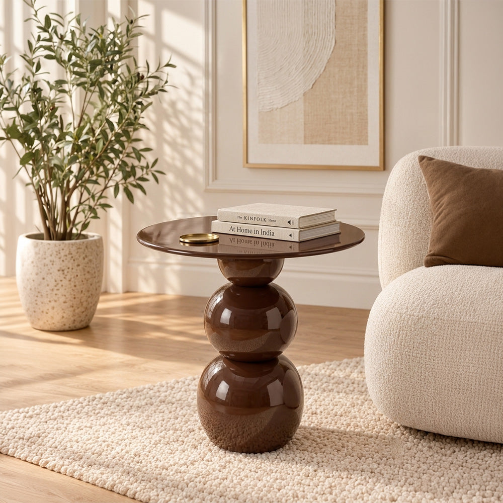 Sculptural stacked sphere side table