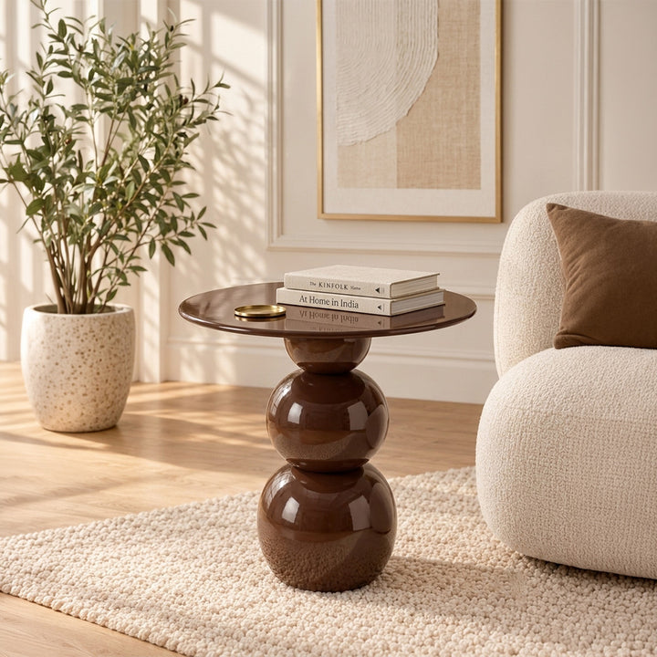Sculptural stacked sphere side table