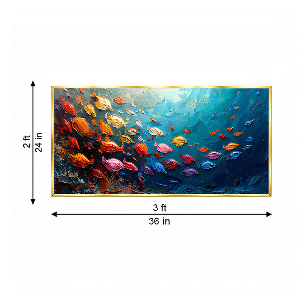 Ocean Fish School Canvas Wall Painting