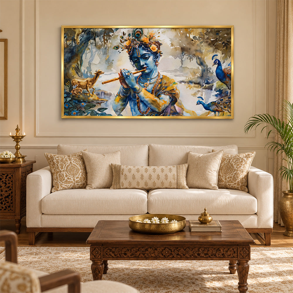 Radha Krishna Hindu god canvas wall painting