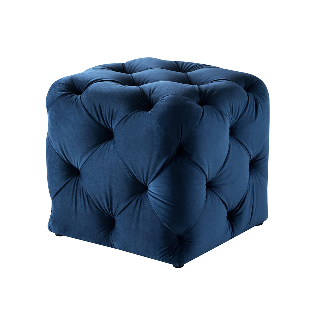 Square Tufted Velvet Ottaman/Poufee In Royal Blue