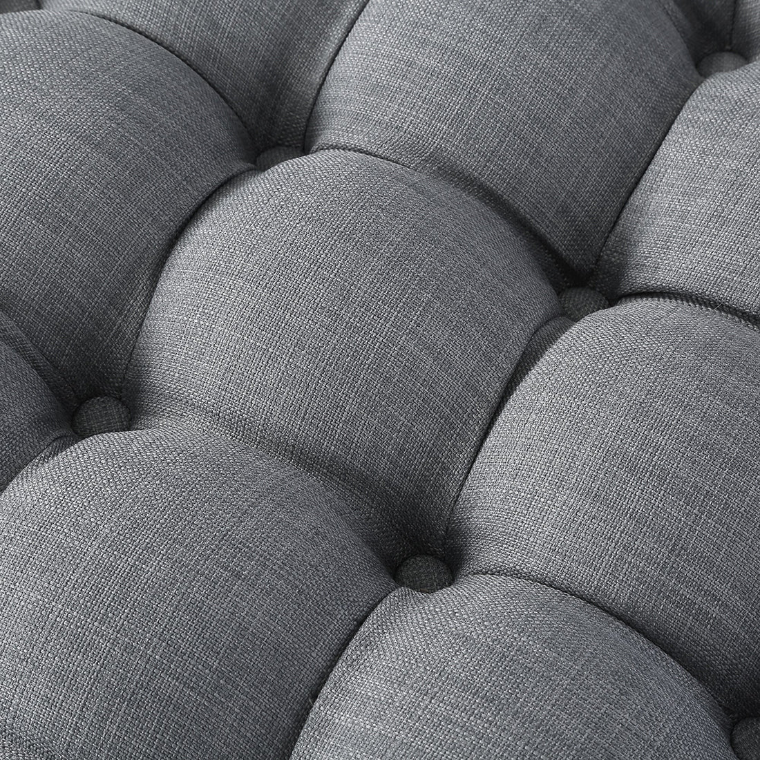 Round Tufted Velvet Ottaman/Poufee In Light Grey