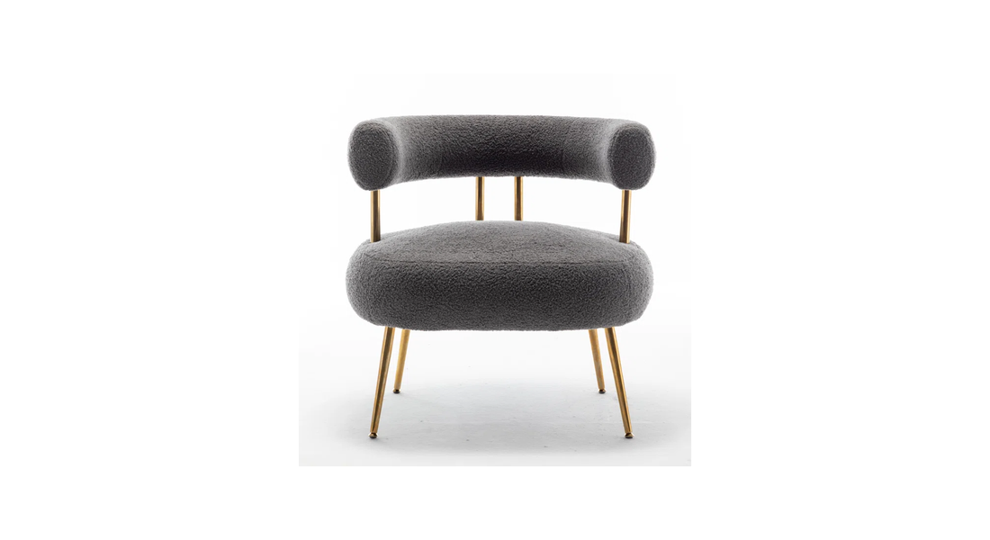 Bonnita Accent Chair Grey | Curved Fabric Accent Chair Stone Grey