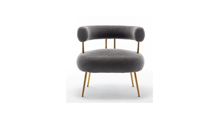 Bonnita Accent Chair Grey | Curved Fabric Accent Chair Stone Grey