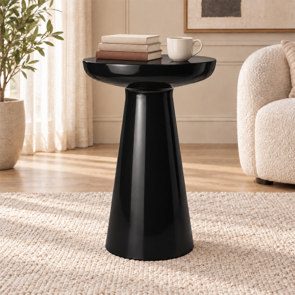 Modern Metal Round Pedestal Side Table