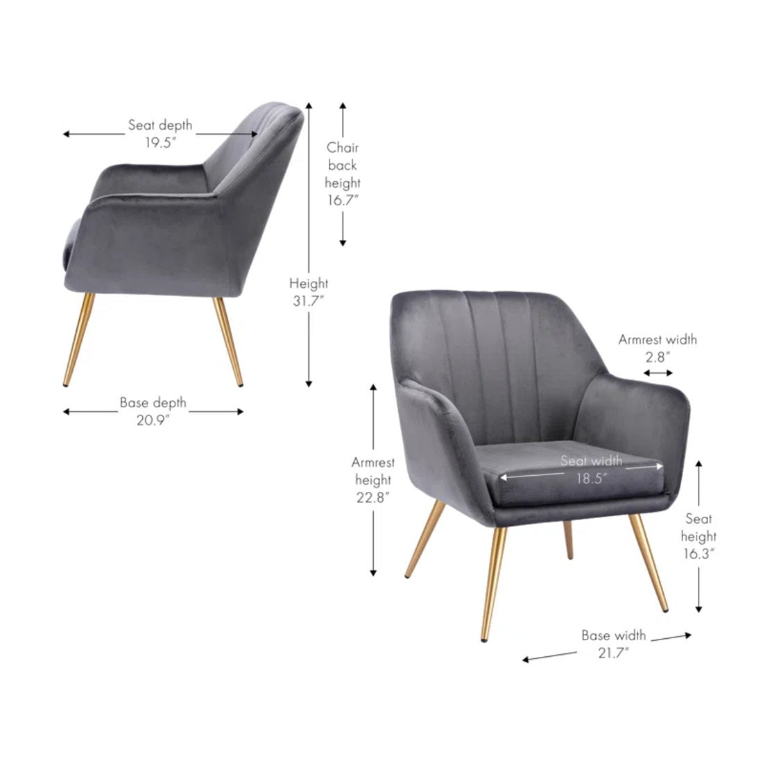 Brodie Contemporary Accent Chair – Grey