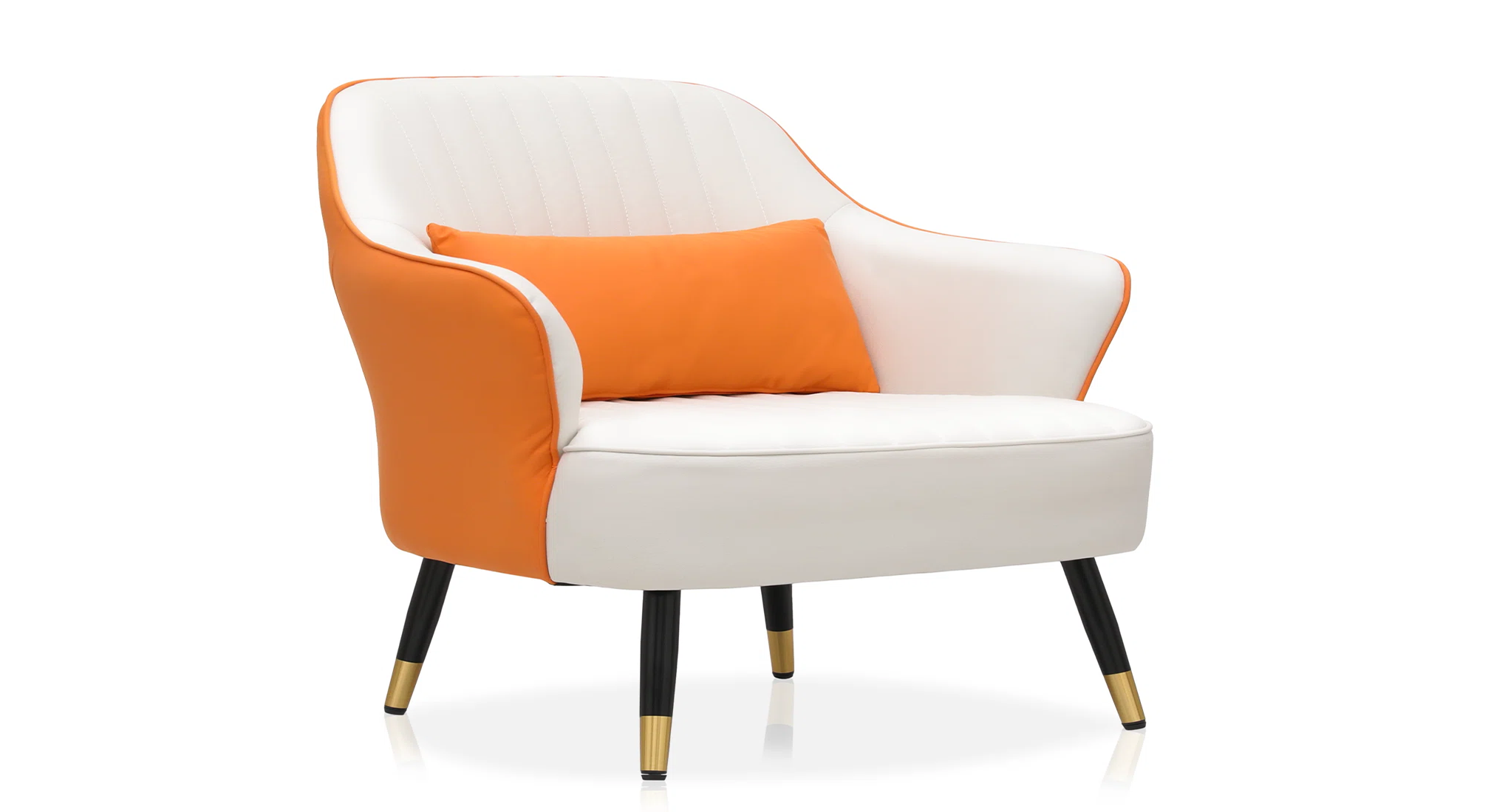 Havya Faux Leather Arm Chair Orange | Faux Leather Armchair Rust Orange