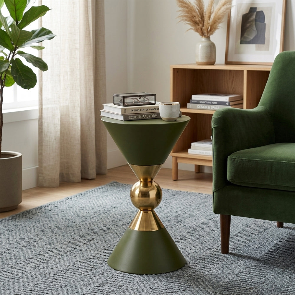 Modern Metal Hourglass Pedestal Side Table