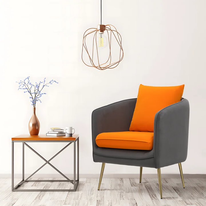 Lamb Accent Chair Grey Orange | Two Tone Accent Chair Grey Orange