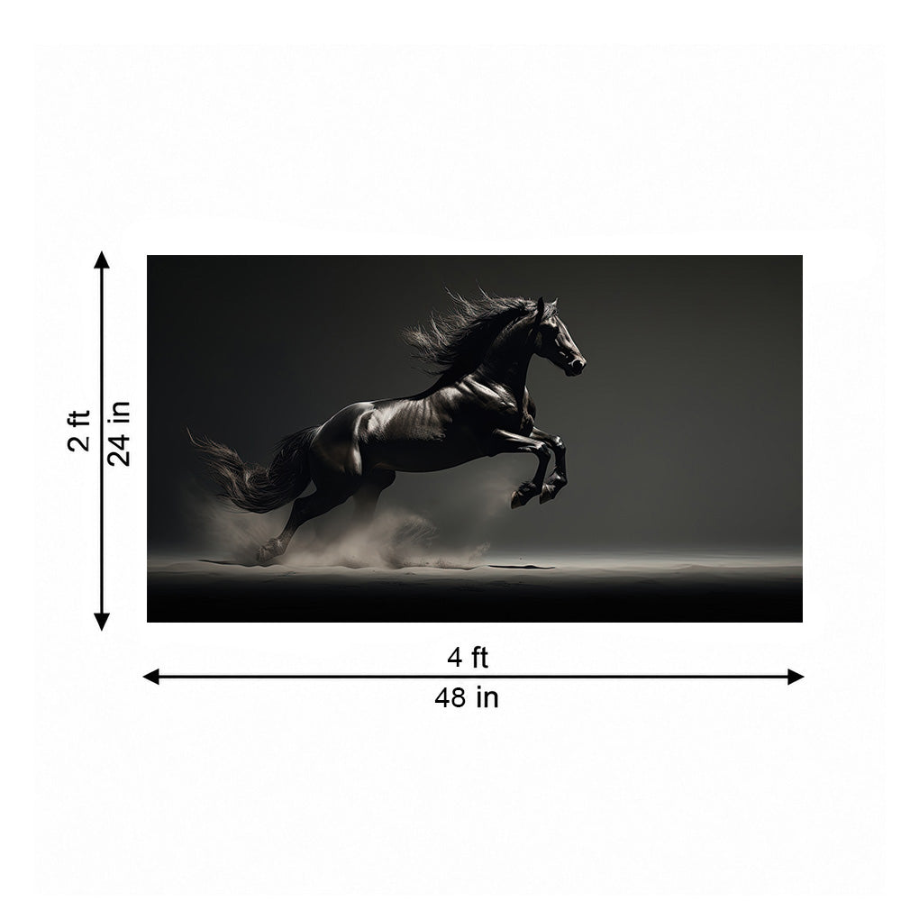 Black Running Horse Canvas Wall Painting