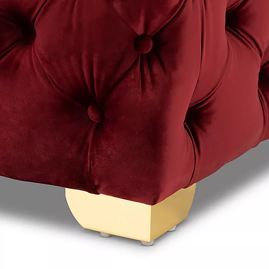 Square Velvet Ottoman/Poufee In Burgundy /Gold