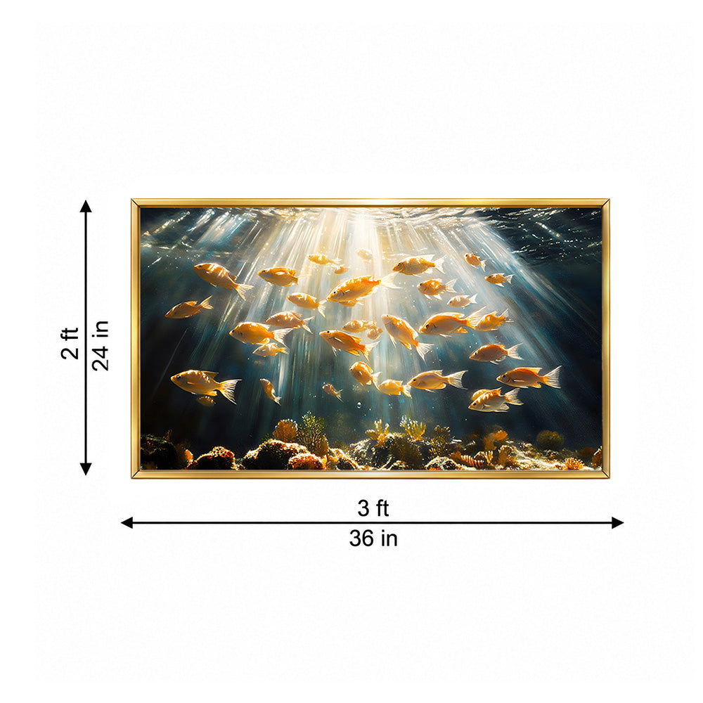 Underwater Fish School Canvas Wall Painting