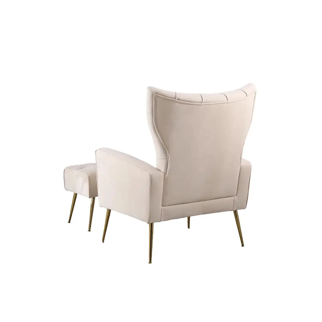 Danney Accent Chair with Ottoman - Beige