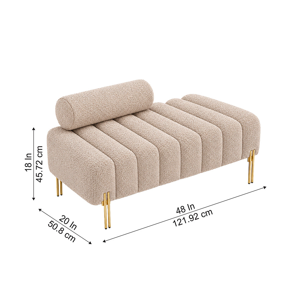 Doe Buck crest bench With Golden Legs|Beige