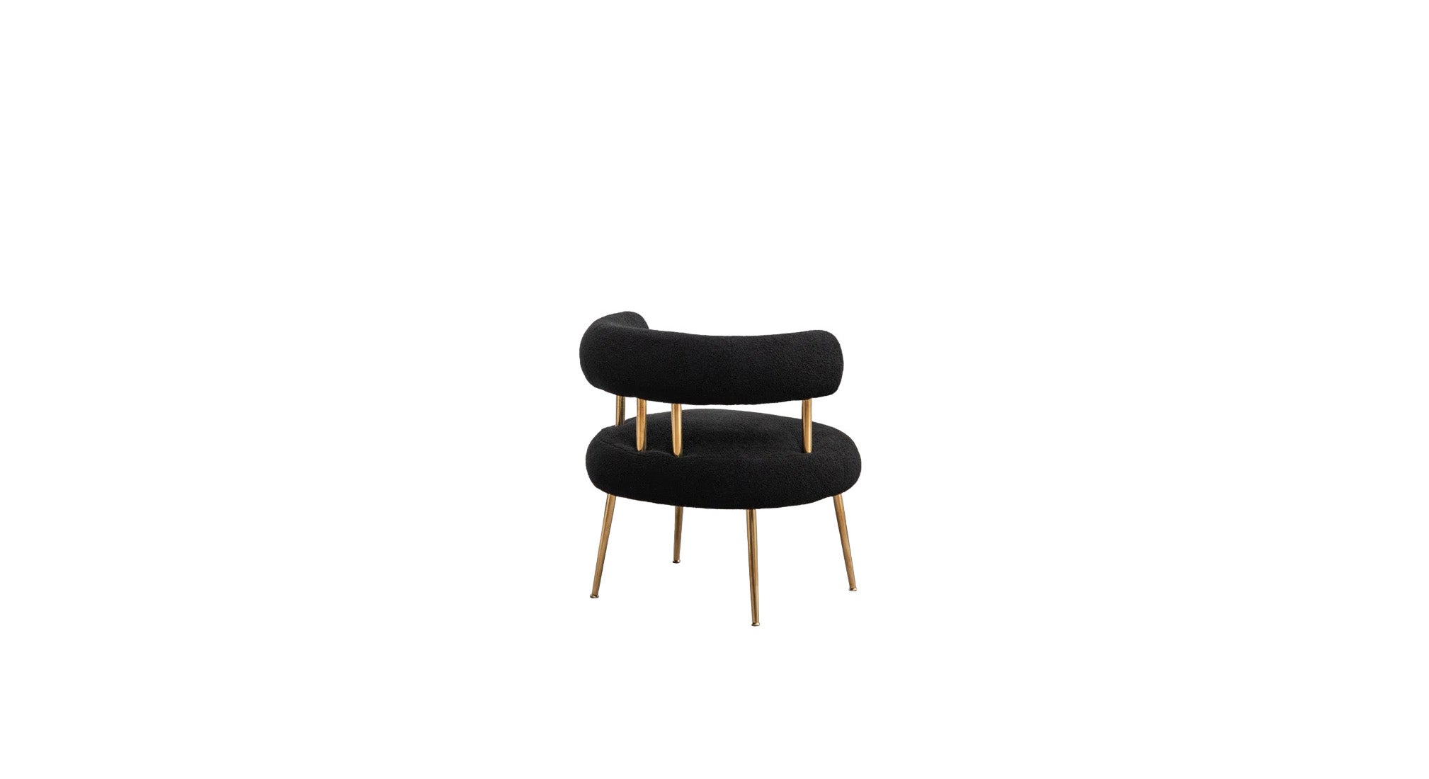 Bonnita Accent Chair Black | Curved Fabric Accent Chair Jet Black