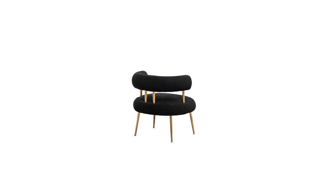 Bonnita Accent Chair Black | Curved Fabric Accent Chair Jet Black