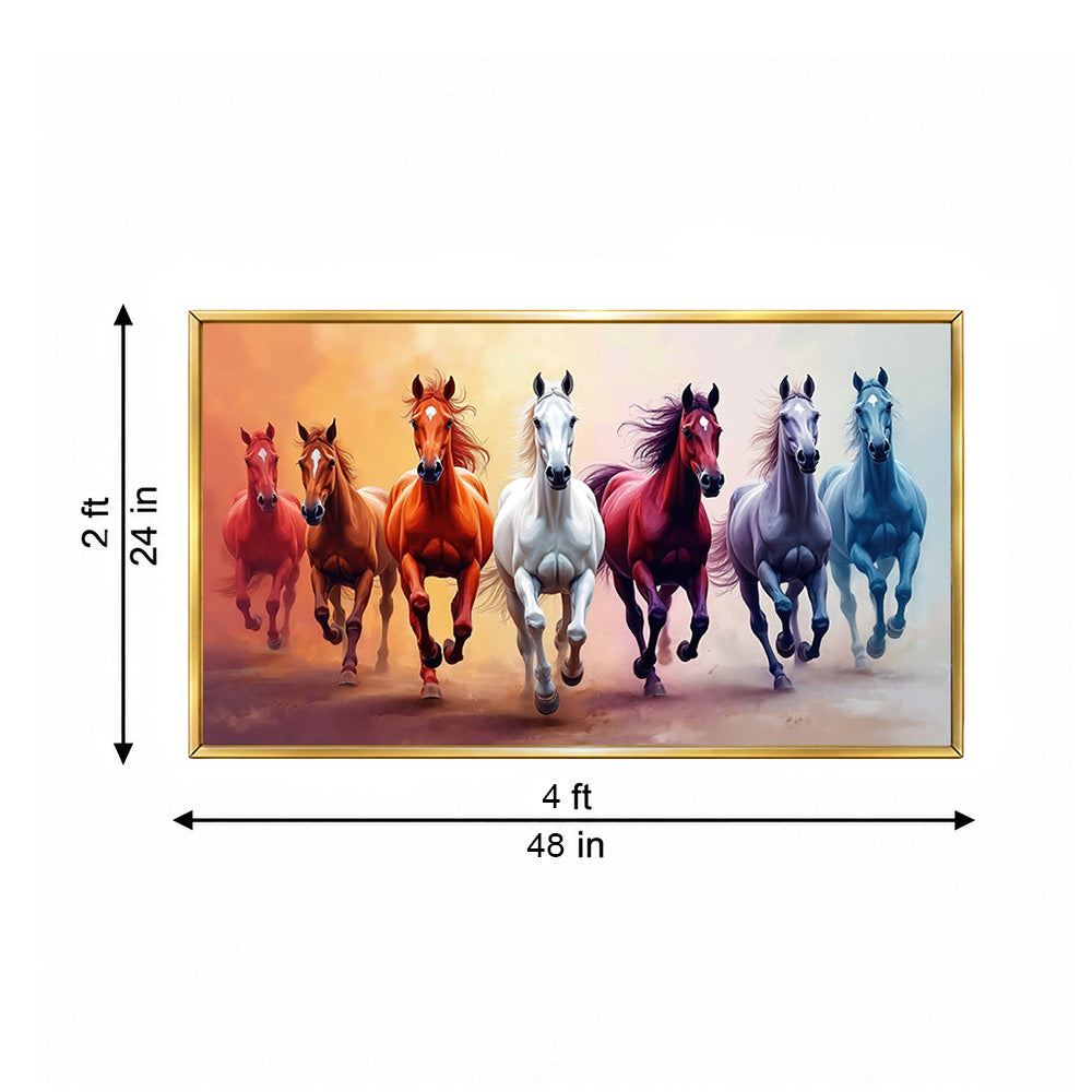 Colorful Seven Horses Canvas Wall Painting