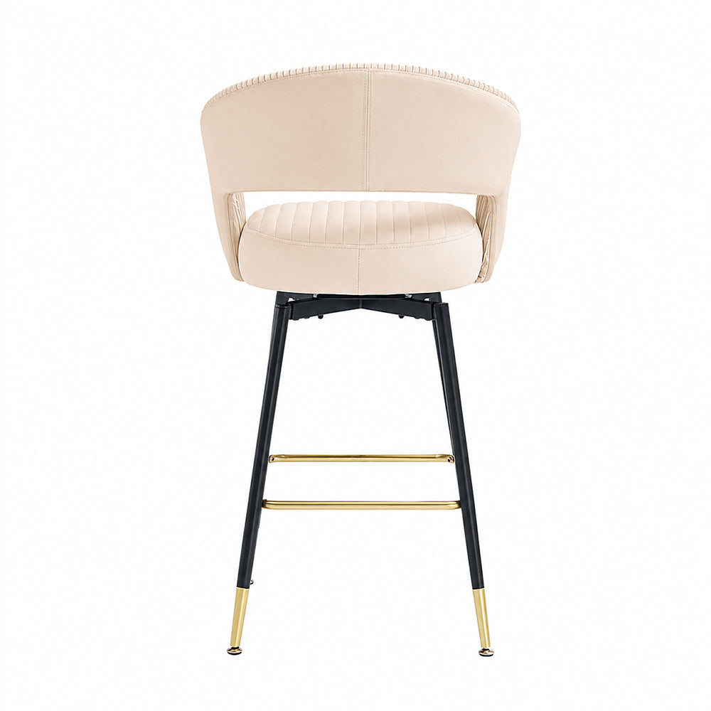 Doe Buck Mixoy  Luxury Emerald Beige Velvet Counter Height Bar Stool Chair with Gold Accents – Modern Kitchen Island & Breakfast Bar Seating