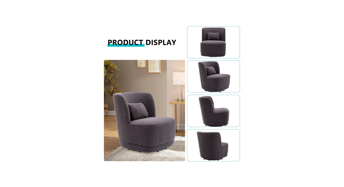 Deeda Barrel Chair Grey | Upholstered Barrel Accent Chair Cool Grey
