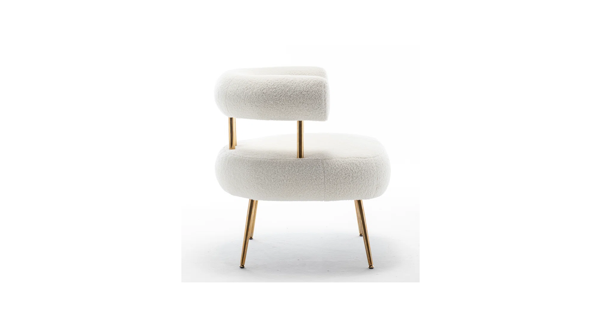 Bonnita Accent Chair Beige | Curved Fabric Accent Chair Sand Beige