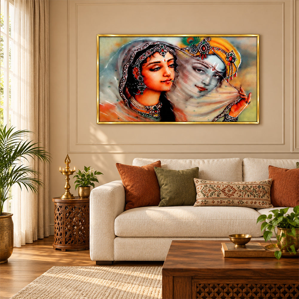 Radha Krishna and Mirabai canvas wall painting