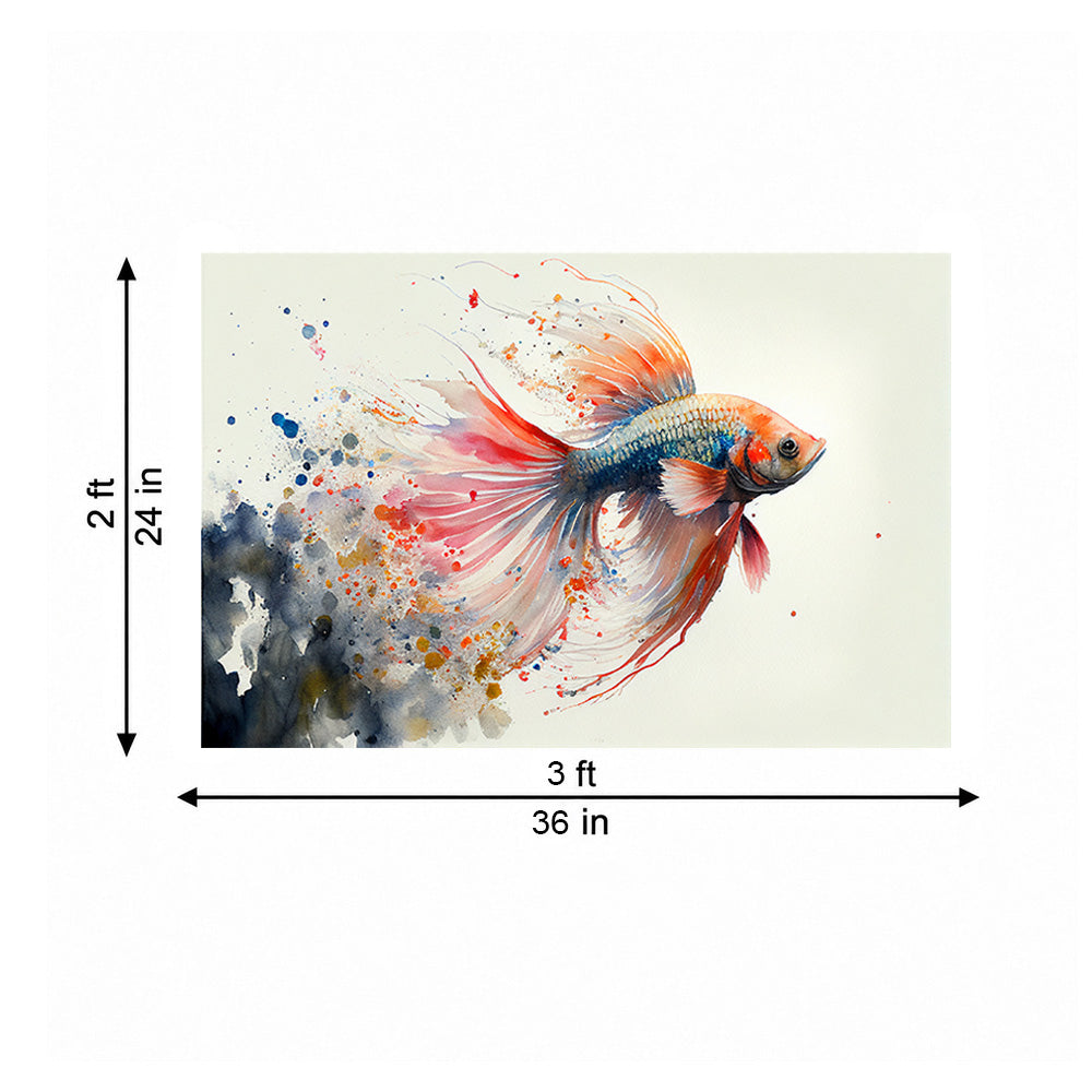 Koi Fish Watercolour Canvas Wall Painting
