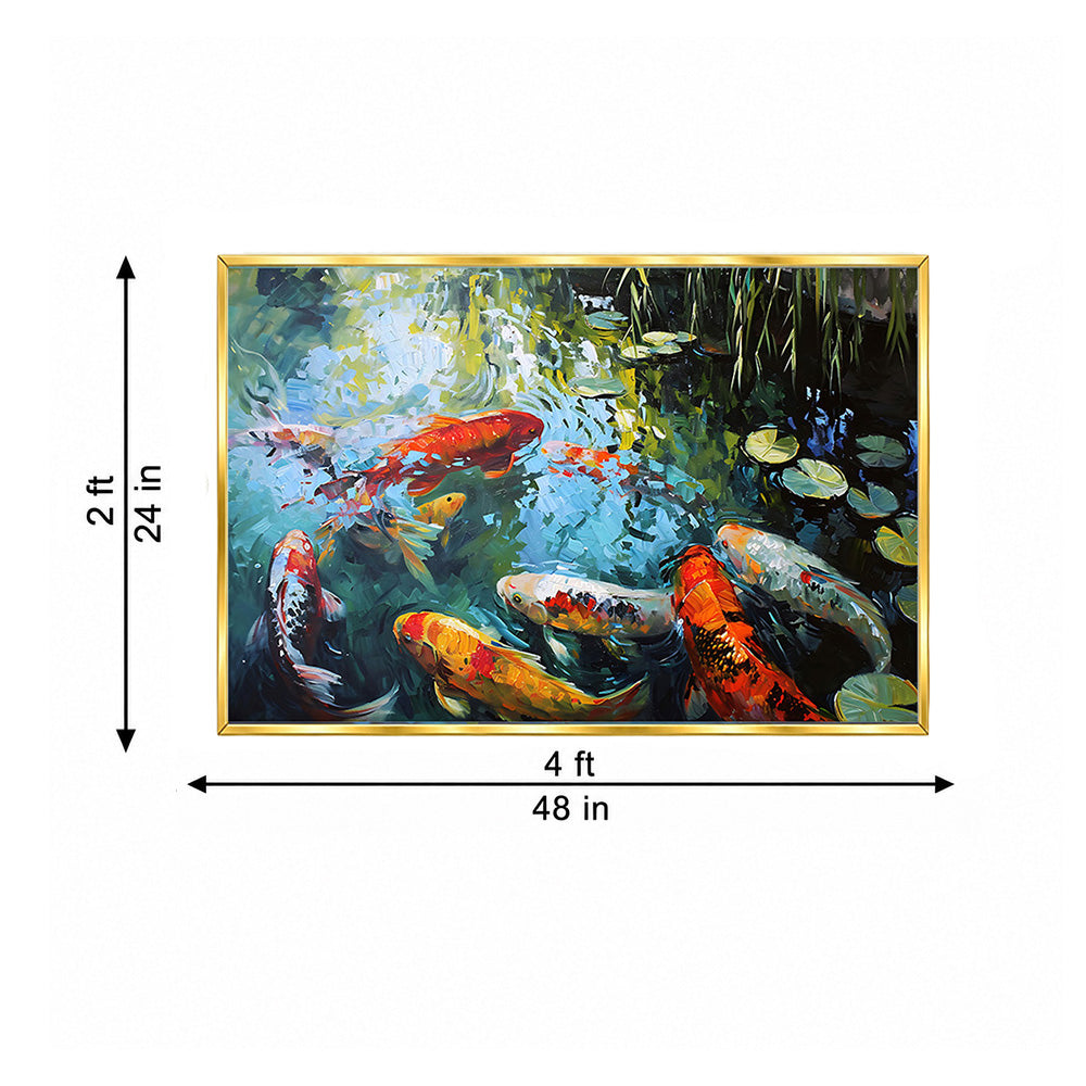 Koi Pond Nature Canvas Wall Painting