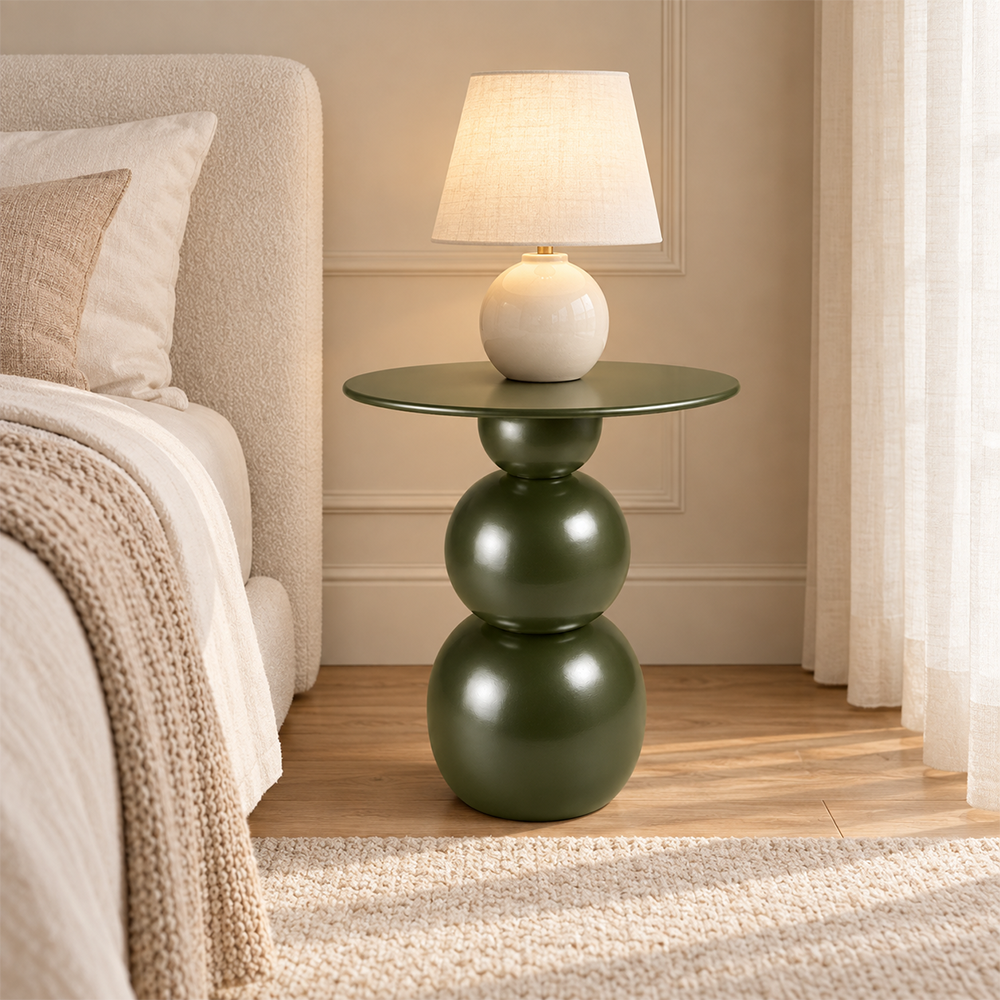Modern Sculptural Side Table with Round Top