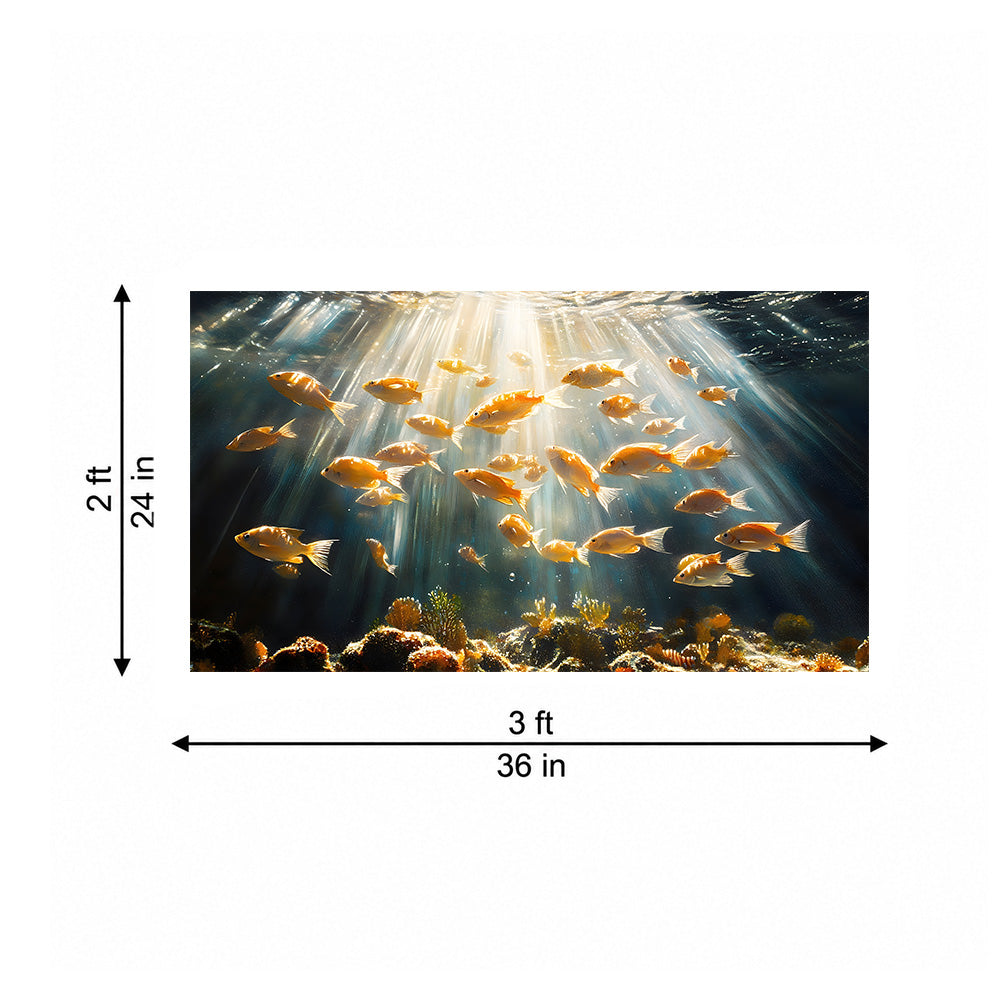 Underwater Fish School Canvas Wall Painting