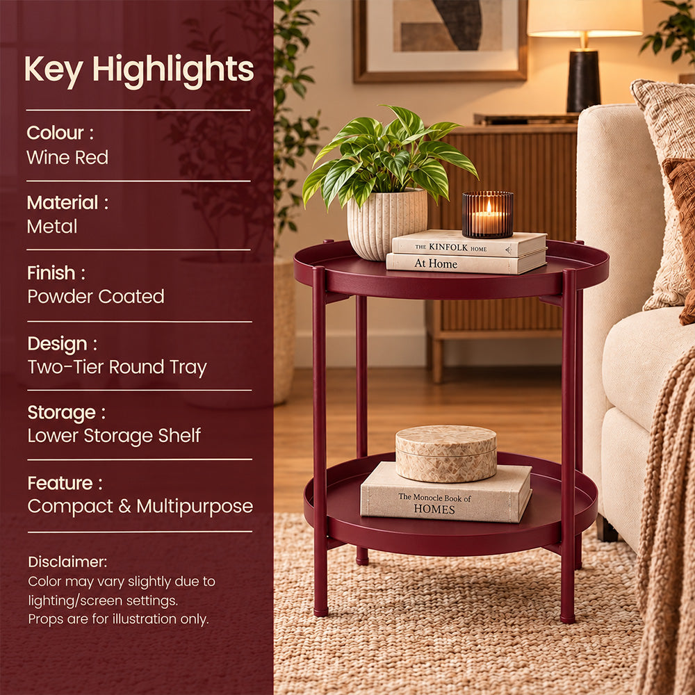Modern Metal 2-Tier Round Side Table