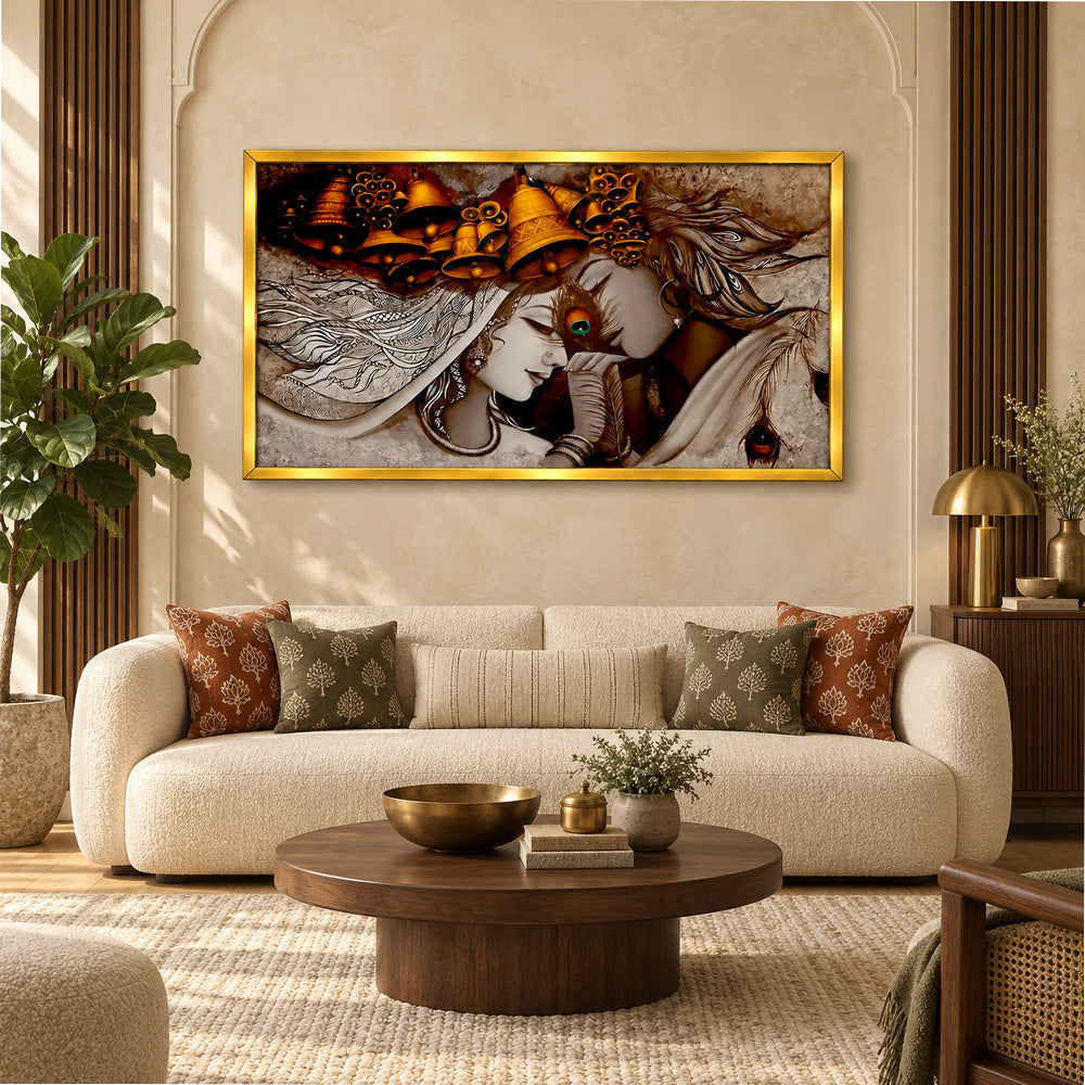 Radha Krishna divine love canvas wall painting