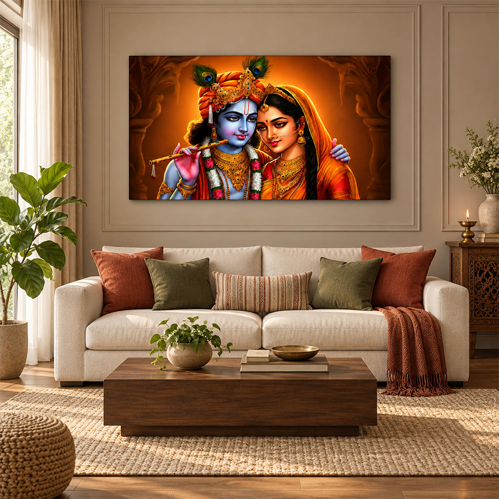 Radha Krishna Devotional Canvas Wall Painting