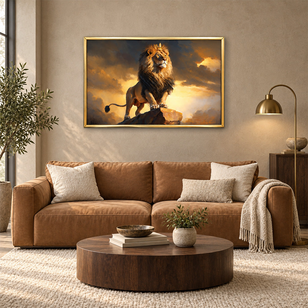 Resting lion portrait canvas wall painting