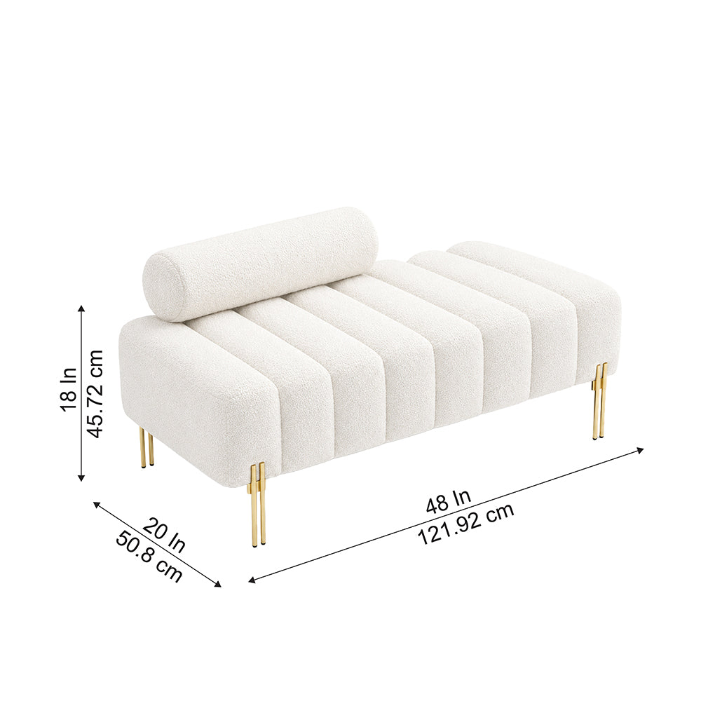 Doe Buck crest bench With Golden Legs|White