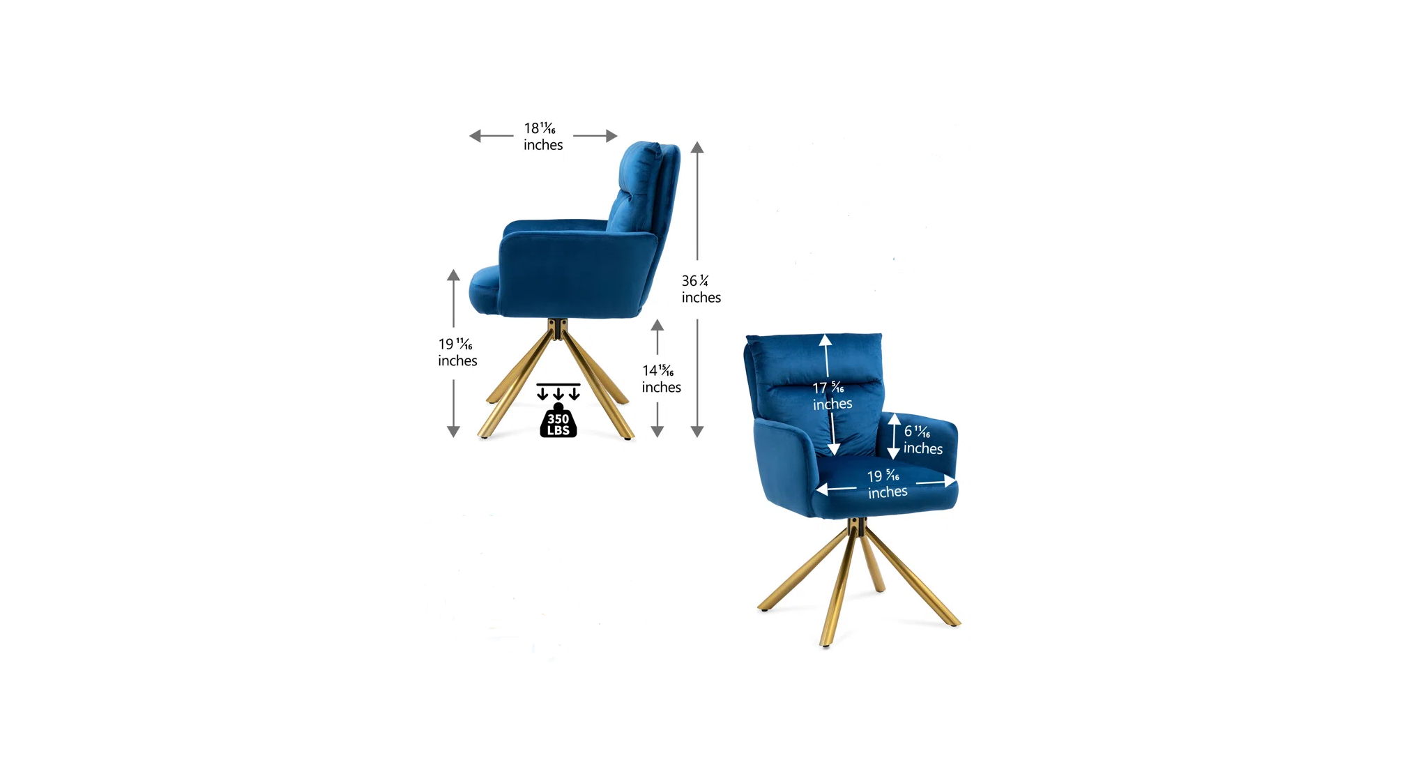 Gerlec Swivel Chair Blue | Modern Swivel Lounge Chair Royal Blue