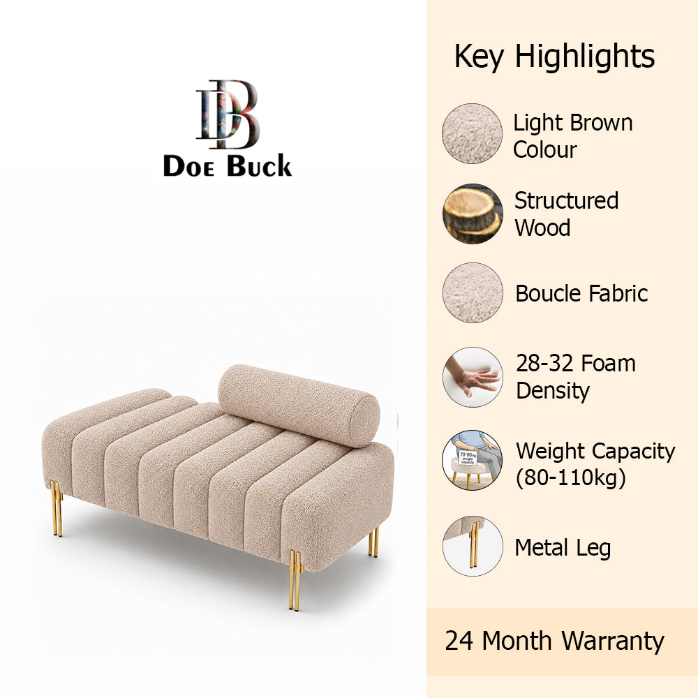 Doe Buck crest bench With Golden Legs|Beige