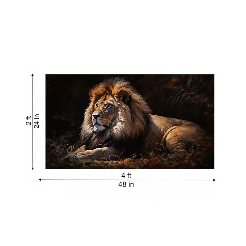 Lion King on Rocky Peak Canvas Wall Painting