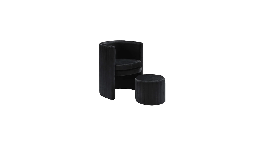 Schillar Chair With Ottoman Black | Accent Chair With Ottoman Black