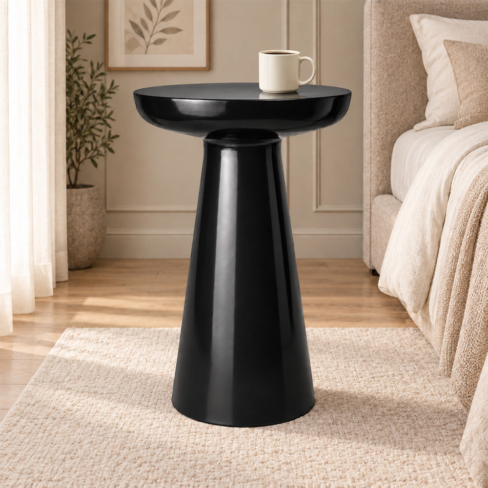 Modern Metal Round Pedestal Side Table