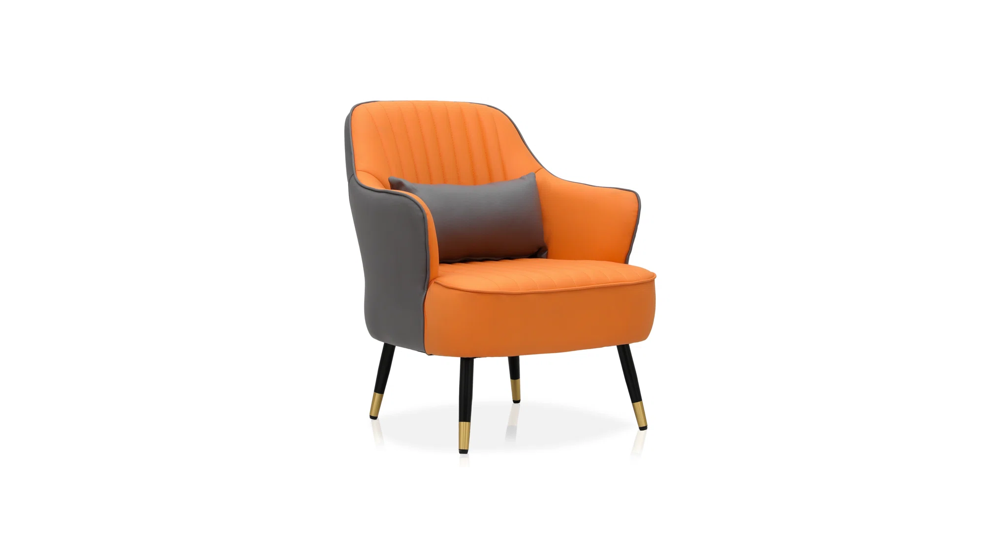 Havya Faux Leather Arm Chair Grey Orange | Faux Leather Armchair Grey Orange