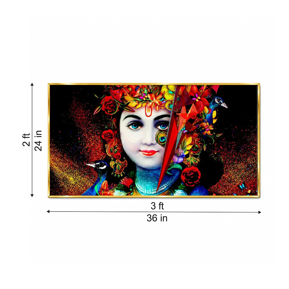 Lord Krishna with Peacock Spiritual Canvas Wall Painting