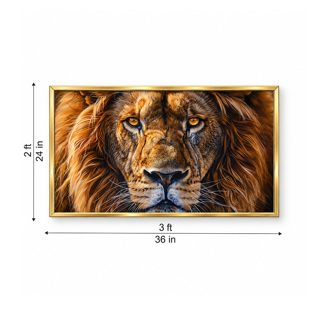 Close Up Lion Face Canvas Wall Painting
