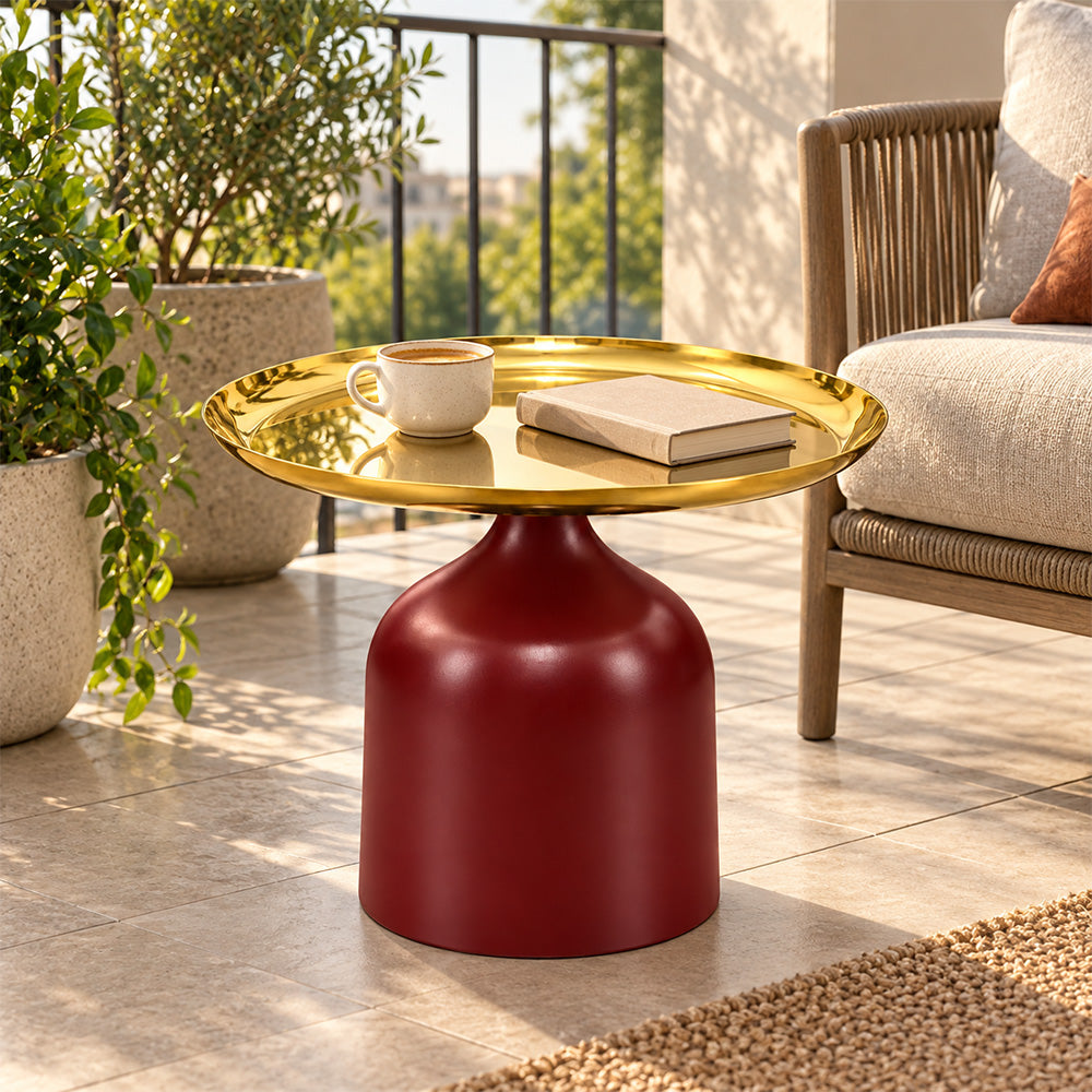 Midnight Gold Metal Round Pedestal Side Table