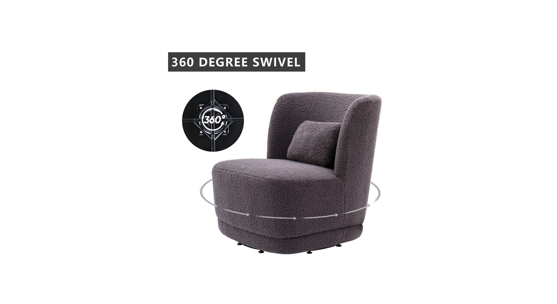 Deeda Barrel Chair Grey | Upholstered Barrel Accent Chair Cool Grey