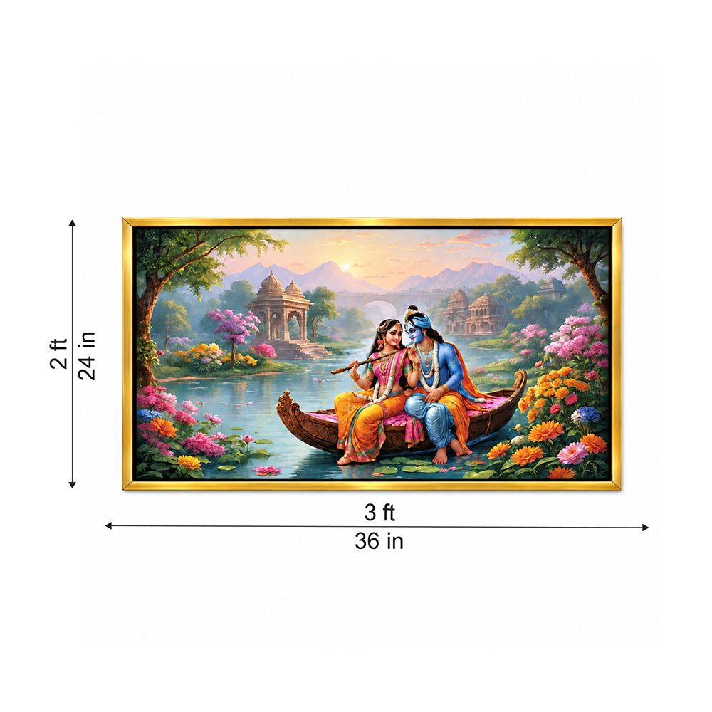 3D Style Radha Krishna Divine Canvas Wall Art