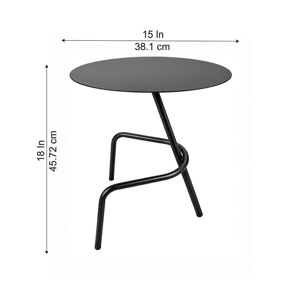 Modern Metal Round Side Table with Sculptural Loop Base