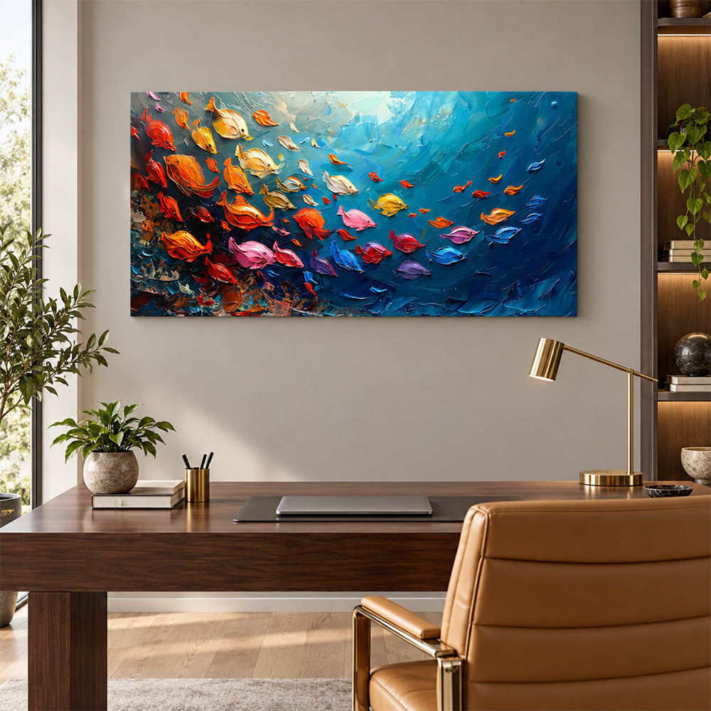Ocean Fish School Canvas Wall Painting