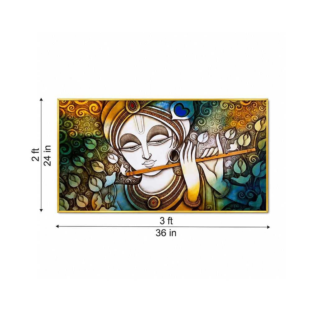 Beautiful Lord Krishna Divine Canvas Wall Painting